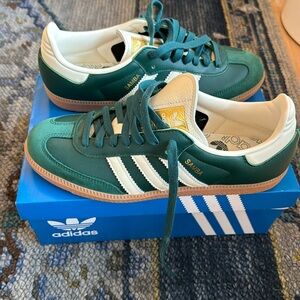 Adidas Samba OG shoes Collegiate Green / Cream White / Gold Metallic WMNS 7.5